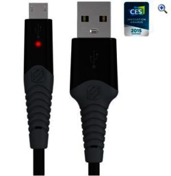 Scosche StrikeLine™ Rugged LED Charge & Sync Cable (Micro USB) - Colour: Black